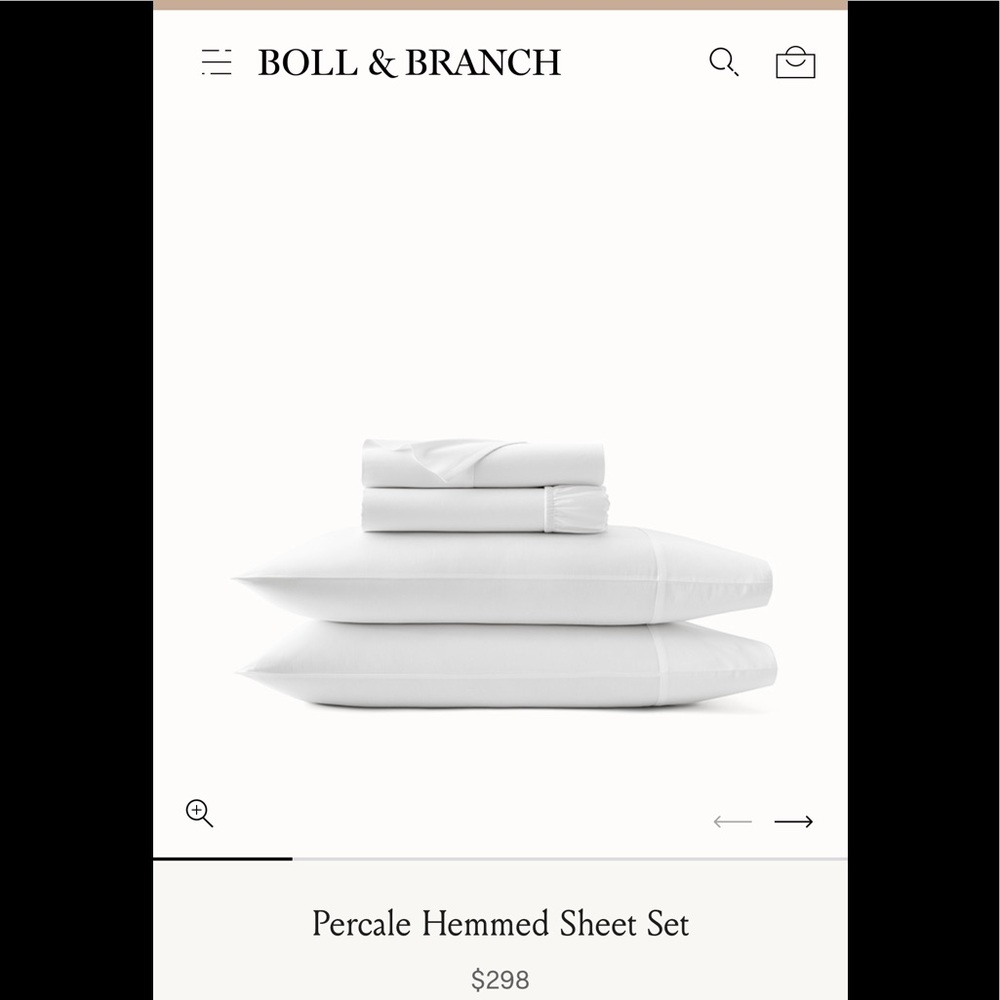 Boll & Branch 100% Organic Cotton Percale Hemmed King Set -Cranberry Trellis